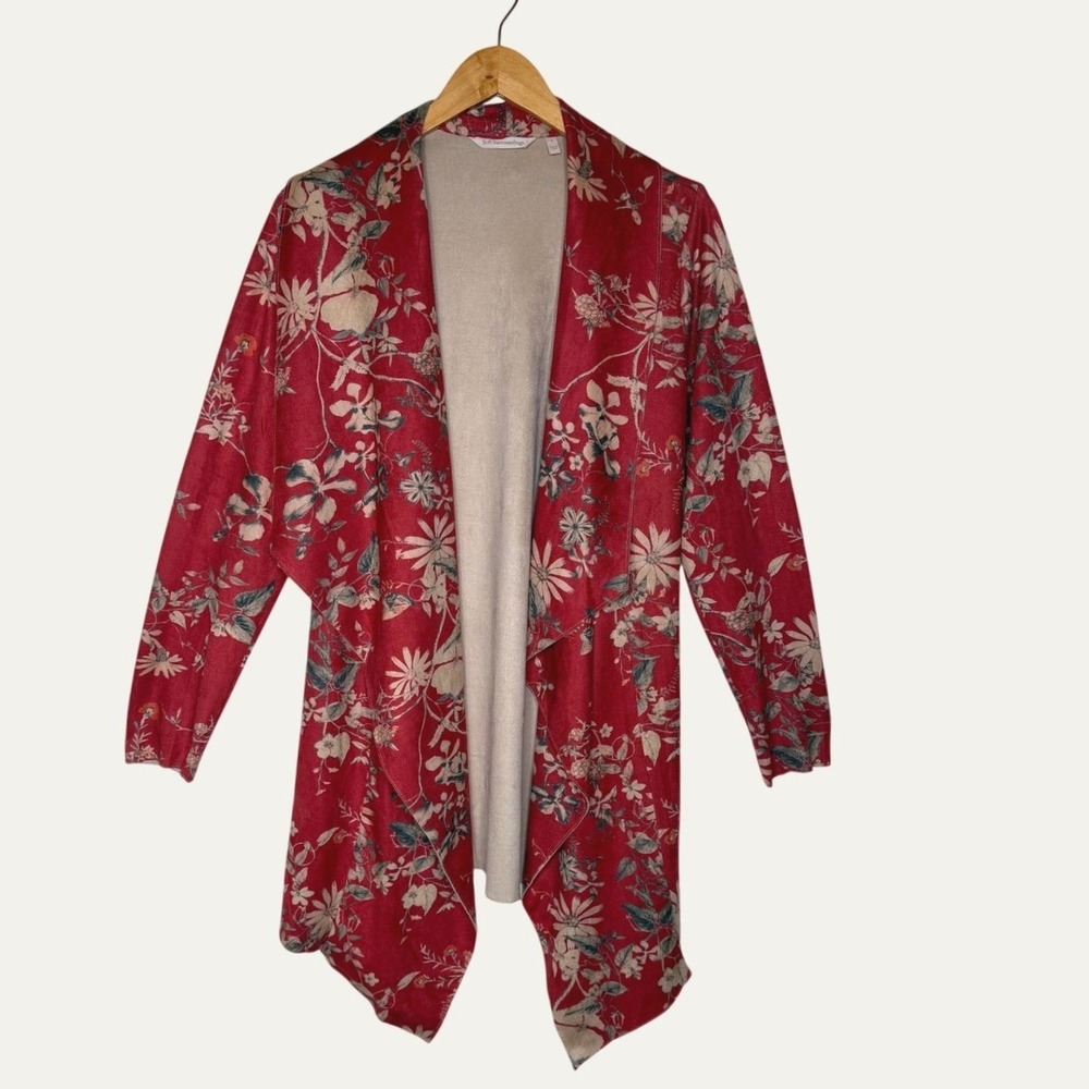 Soft Surroundings‎ Shape Drape Faux Suede Jacket Small Rustic Botanical Red